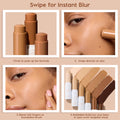 ColourPop Pretty Fresh Tinted Foundation Balm, shade Dark 20, glides from a twist-up stick onto a modelβs cheek, then blends with fingers; close-ups show stick packaging and buildable swatches from light to deep for instant blur.