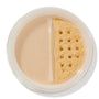 ColourPop No Filter Loose Setting Powder in Banana shown open, yellow-toned powder visible through a square-holed sifter in a clear round jar on a white background, used for brightening and setting makeup.