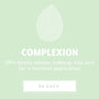 Complexion Blending Sponge blending foundation and concealer to a flawless finish, showcased on a mint-green promo card with a teardrop sponge line icon and $8 each price, part of ColourPop Makeup Tools & Accessories.