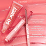 ColourPop So Juicy Plumping Lip Liner with Peptides in Jaguar sits uncapped beside a matching So Juicy gloss on a glossy pink backdrop, highlighting peptide-powered plumping and a peppermint tingle for smoother, fuller-looking lips.