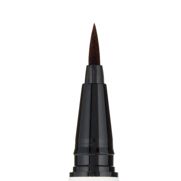 ColourPop BFF Liquid Liner in Grande, felt‑tip applicator showing a sharp fine point for precise winged lines, captured in a clean macro close-up on a white background.