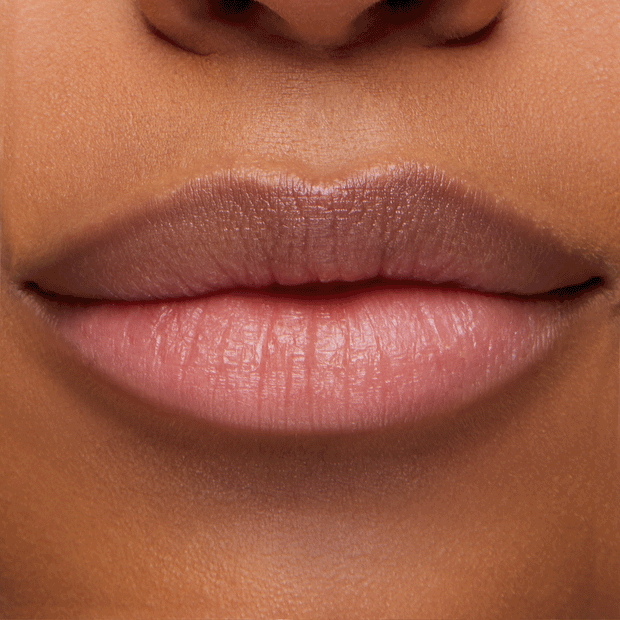 Lips wearing You're a Catch ColourPop Lip Mask, delivering a smooth, hydrated, soft-pink sheen in a tight close-up, highlighting the glossy finish and texture of the lip mask.