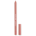 Little One ColourPop Lippie Pencil standing upright with its cap beside it, revealing a sharpened soft rosy nude tip; blush‑pink barrel with white logo on a clean white background, ready for precise lip lining.
