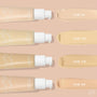ColourPop Pretty Fresh Tinted Moisturizer, shade Fair 1 N, swatched as a light neutral beige, shown with pump bottles and comparison swatches labeled Fair 2W, Fair 3W, and Fair 4N on a nude backdrop; hydrating hyaluronic acid formula.