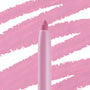 ColourPop Crème Gel Liner in Amethyst Hour stands upright, its rounded tip exposed in a pastel pink barrel, set against bold diagonal swatches of the soft amethyst‑lilac shade.