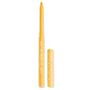 ColourPop Crème Gel Liner in Punch shown uncapped, retractable marigold-yellow gel eyeliner tip exposed, slim twist-up pencil with white logo and a cap printed with stars, hearts, and smiley faces on a white background.