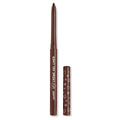 Sunnyvale ColourPop Crème Gel Liner stands uncapped with twist-up deep brown tip extended, slim brown barrel branded in white, and cap beside showing white hearts, stars, and smiley icons on glossy brown, set against a clean white background.