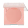 Why Hello ColourPop Pressed Powder Blush showing a peachy‑pink matte pan in a soft pink square compact with a clear lid half open on a white background.